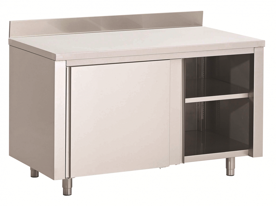 Table armoire INOX 1300x700(h)900mm, avec dosseret