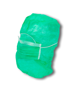 Cagoule avec masque vert (sachet de 50pcs)