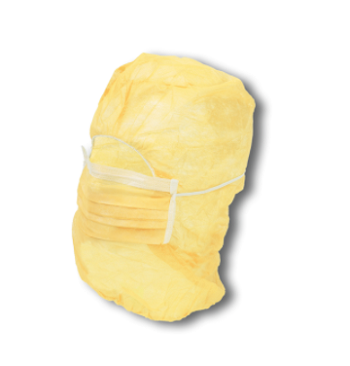 Cagoule avec masque jaune (sachet de 50pcs)
